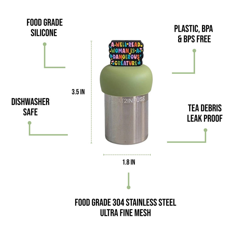 Well Read Woman |Floating Tea Infuser |Green Base |Colorful